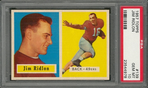 1957 Topps Football #139 Jim Ridlon – PSA GEM MT 10 "1 of 1!"